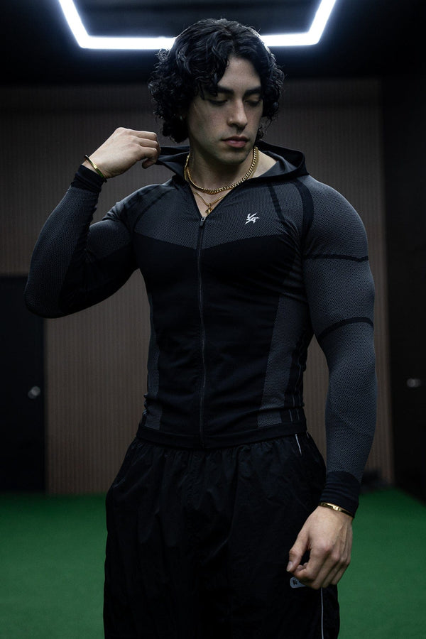 Apex Compression Zip-Ups - Black Studio Front