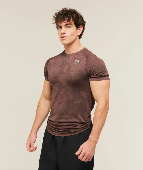 Geo Seamless T-Shirt - Espresso Brown/Black