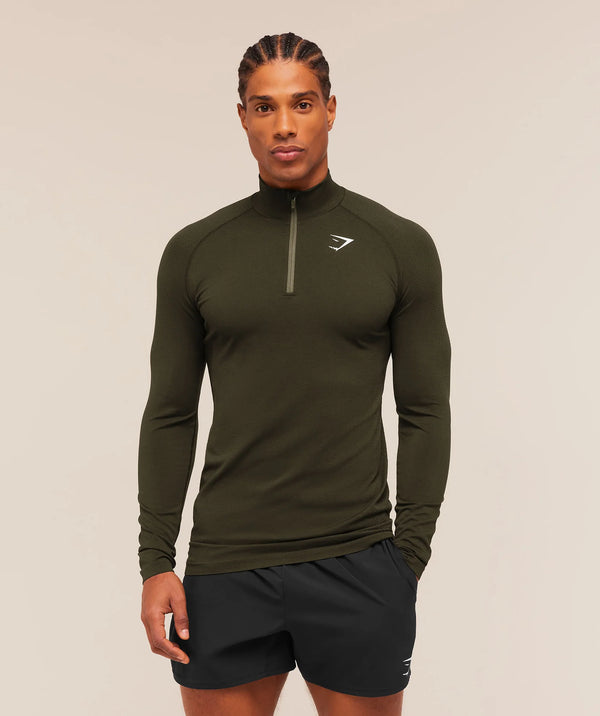 Vital Seamless 1/4 Zip - Strength Green/Canvas Green