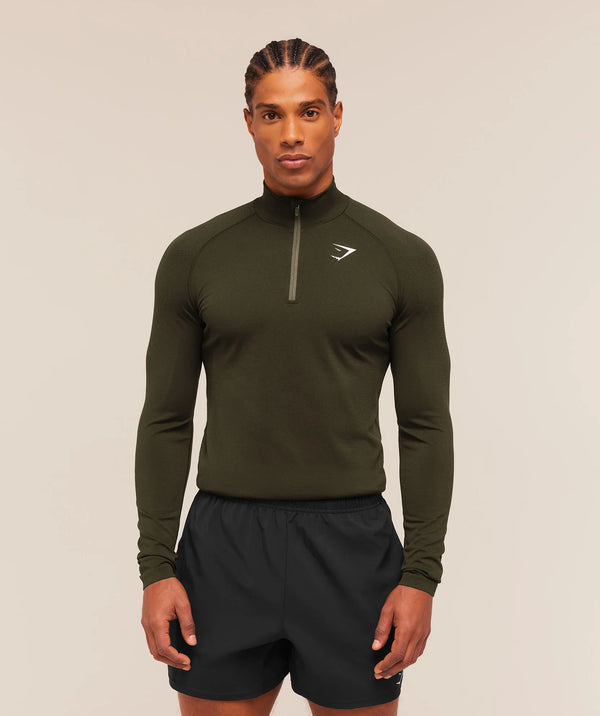 Vital Seamless 1/4 Zip - Strength Green/Canvas Green