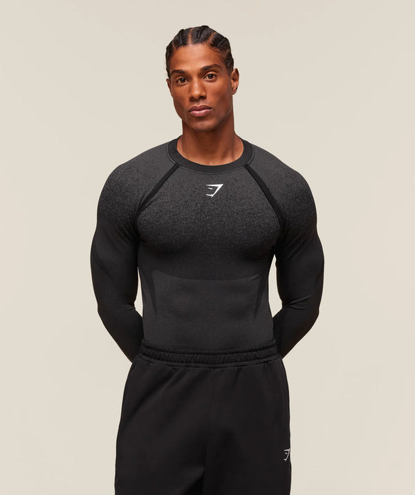 Shadow Seamless Long Sleeve T-Shirt - Black