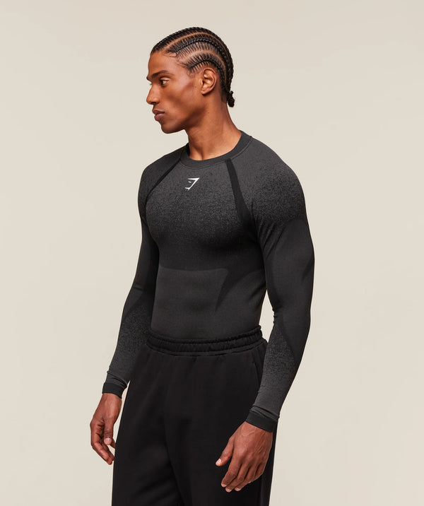 Shadow Seamless Long Sleeve T-Shirt - Black