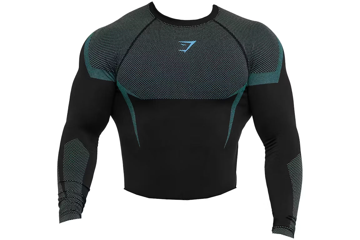 Gymshark Onyx 5.0 Seamless L/S Muscle Fit T-shirt - Black/Brand Blue
