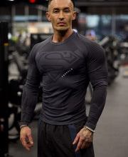 Superman Compression Longsleeves - Charcoal Lifestyle Back