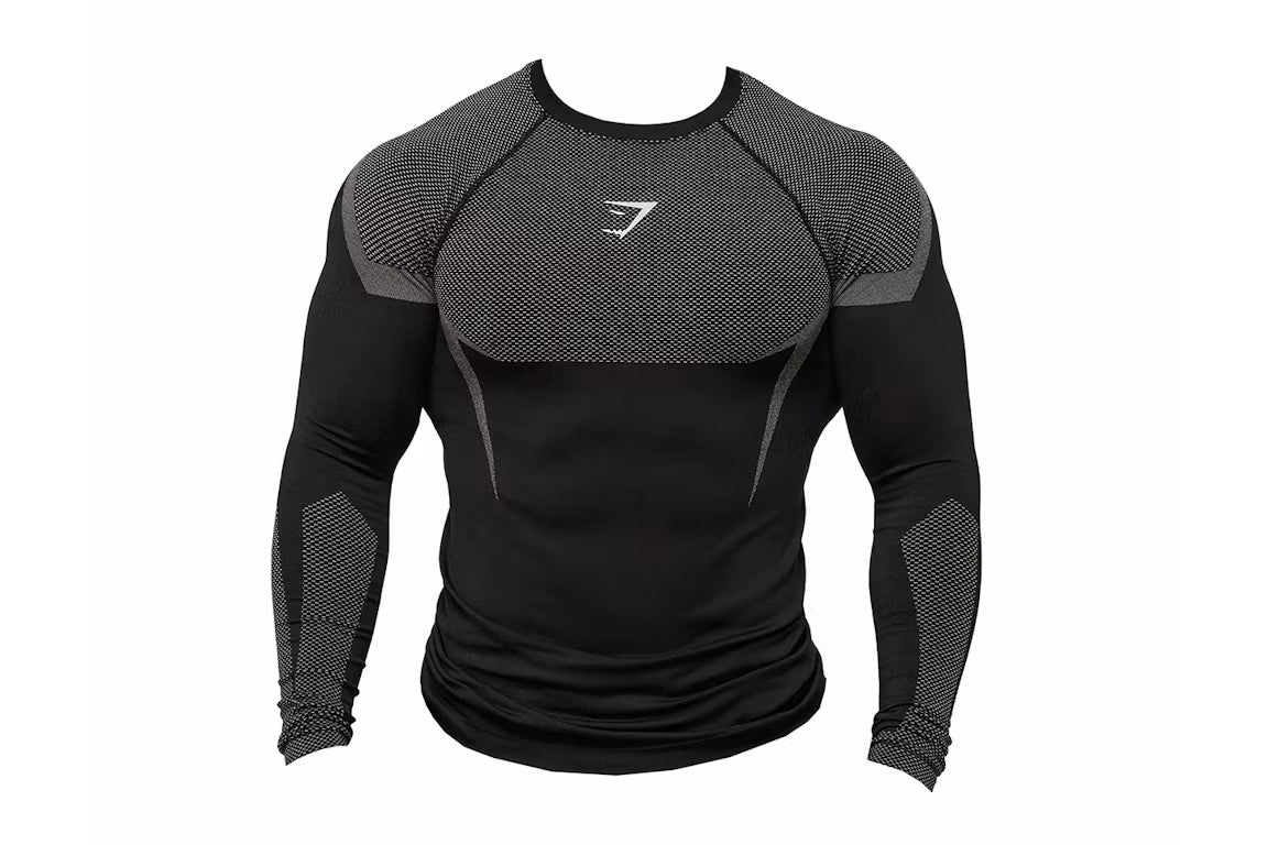 Gymshark Onyx 5.0 Seamless Long Sleeve T-shirt - Black/Light Grey