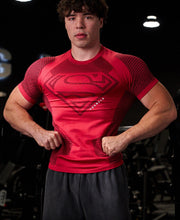 4117 - Superman Compression Tees - Sculpted fit, premium patterns, and detailed paneling, designed for performance and superhero-inspired style in Red.