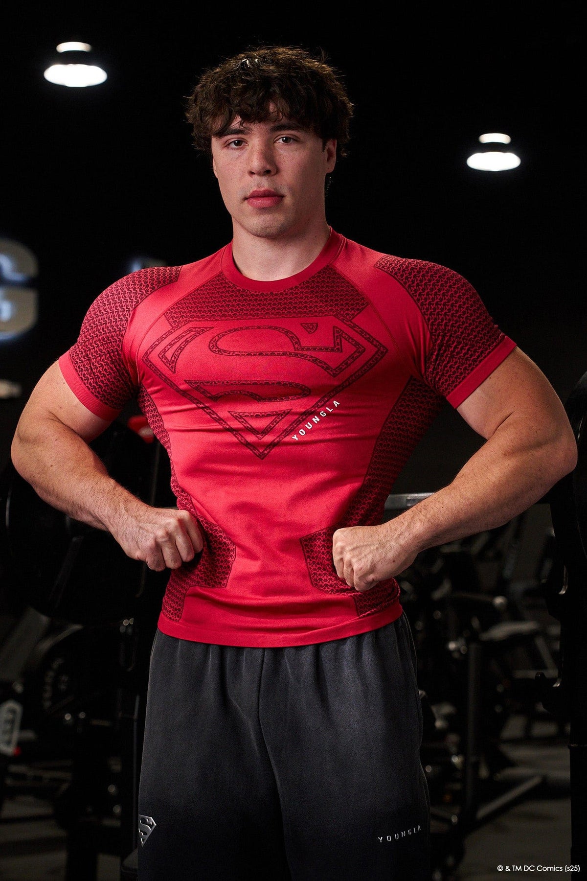 4117 - Superman Compression Tees - Sculpted fit, premium patterns, and detailed paneling, designed for performance and superhero-inspired style in Red.