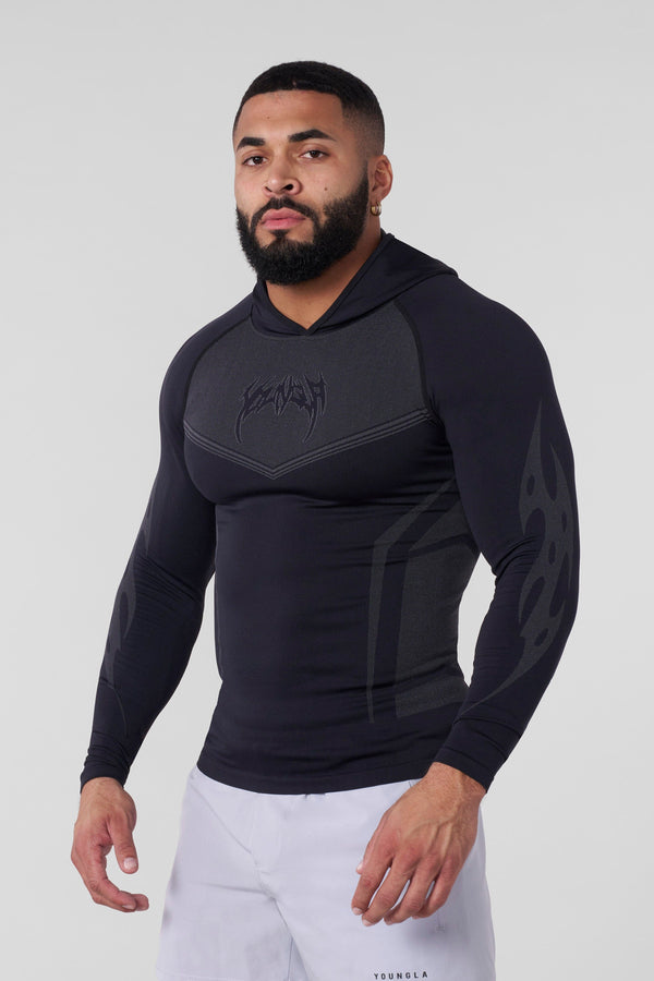 Warrior Compression Hoodies - Black Front