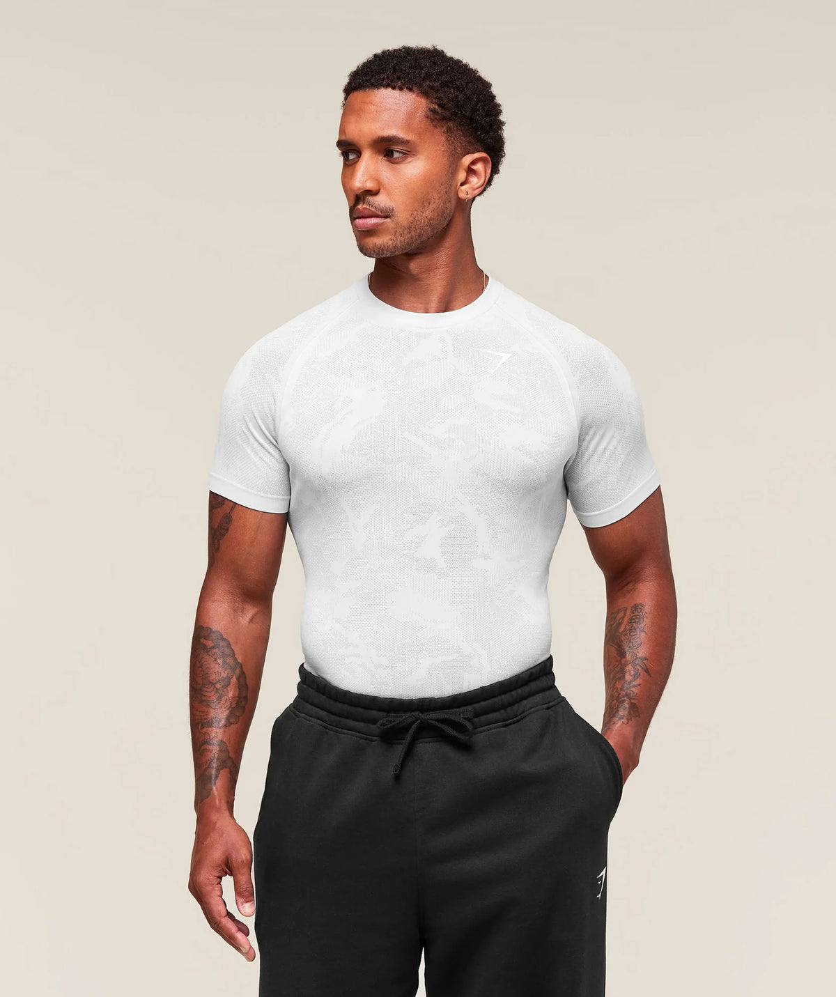 Geo Seamless T-Shirt - White/Light Grey