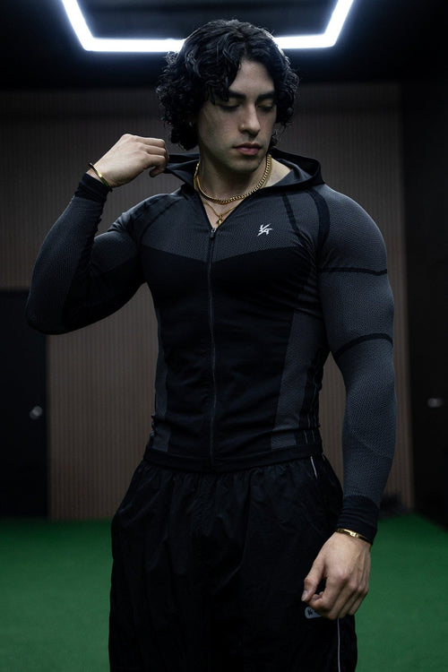 Apex Compression Zip-Ups - Black Studio Front