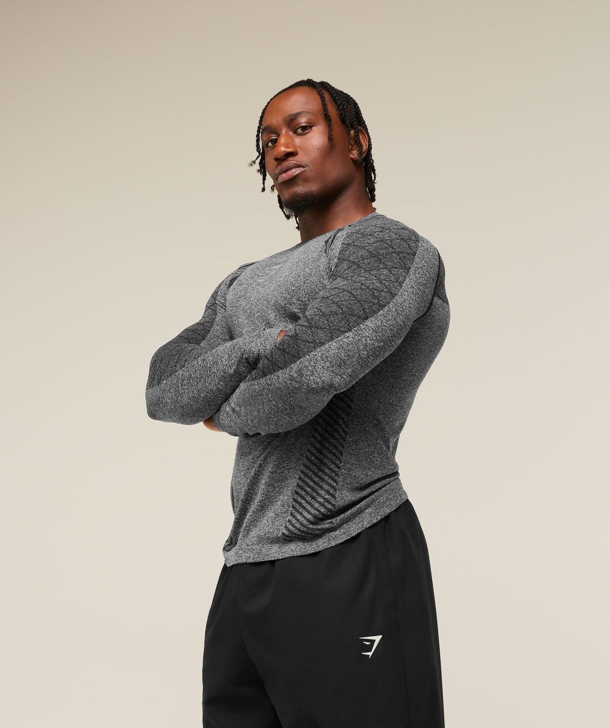 Devant Seamless Long Sleeve T-Shirt - Black Grey