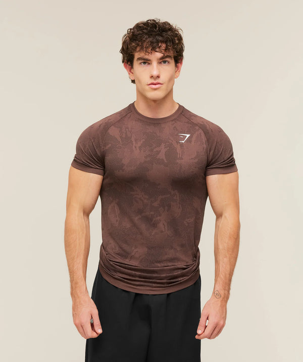 Geo Seamless T-Shirt - Espresso Brown/Black