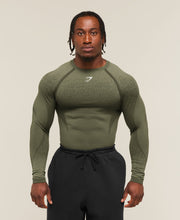 Gymshark Shadow Seamless Long Sleeve T-Shirt - Olive