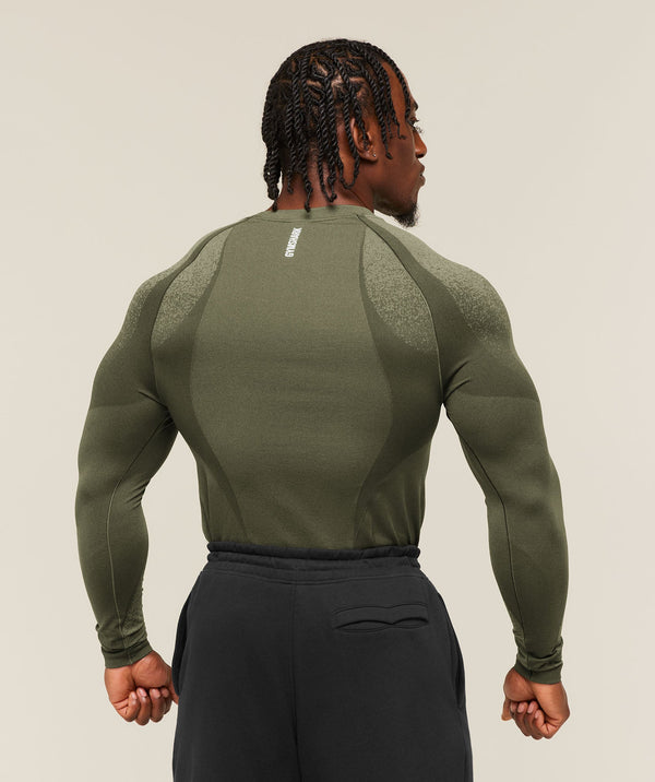 Gymshark Shadow Seamless Long Sleeve T-Shirt - Olive