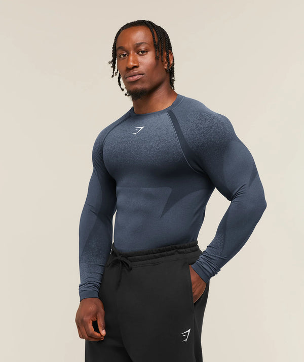 Shadow Seamless Long Sleeve T - Heavy Blue