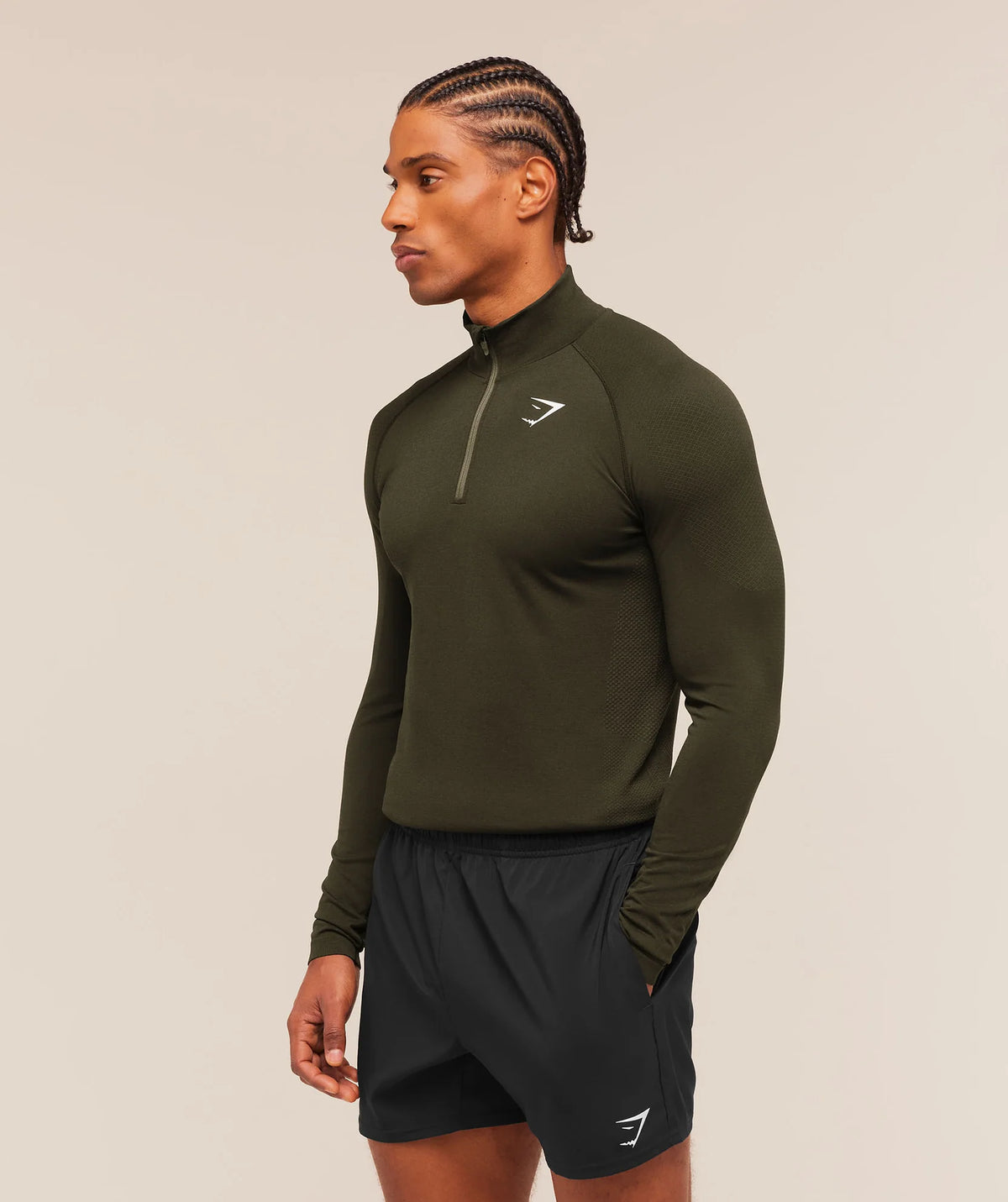 Vital Seamless 1/4 Zip - Strength Green/Canvas Green