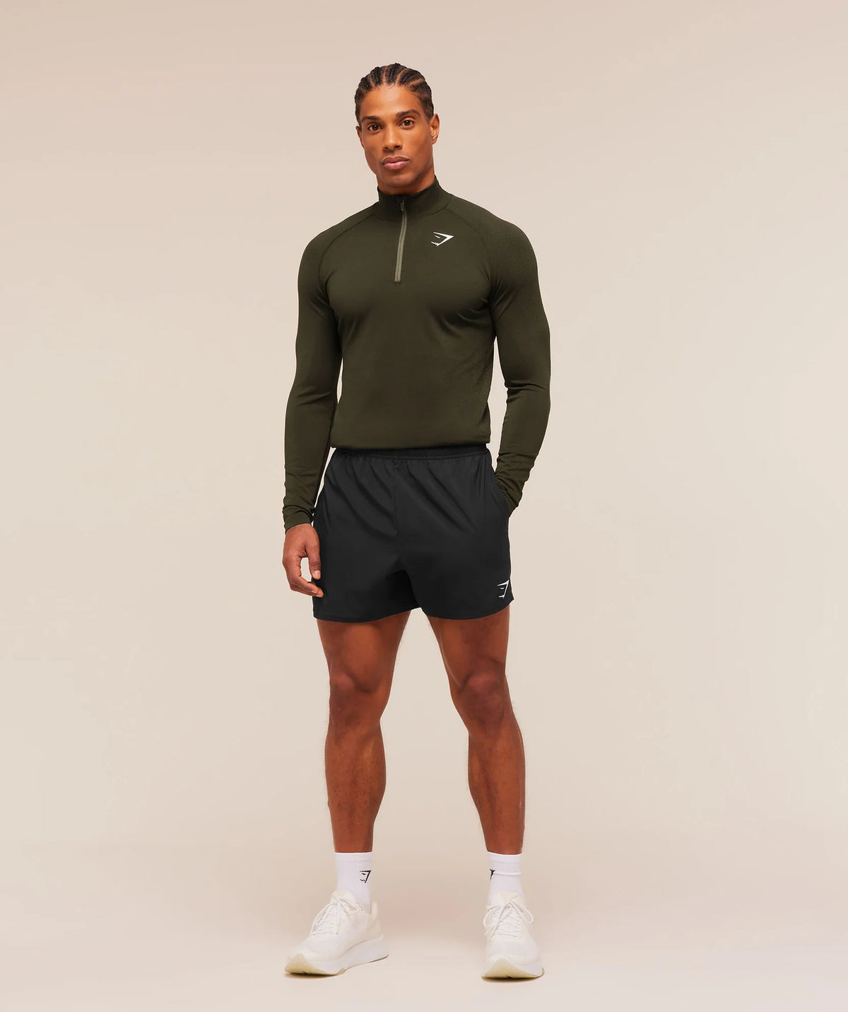 Vital Seamless 1/4 Zip - Strength Green/Canvas Green