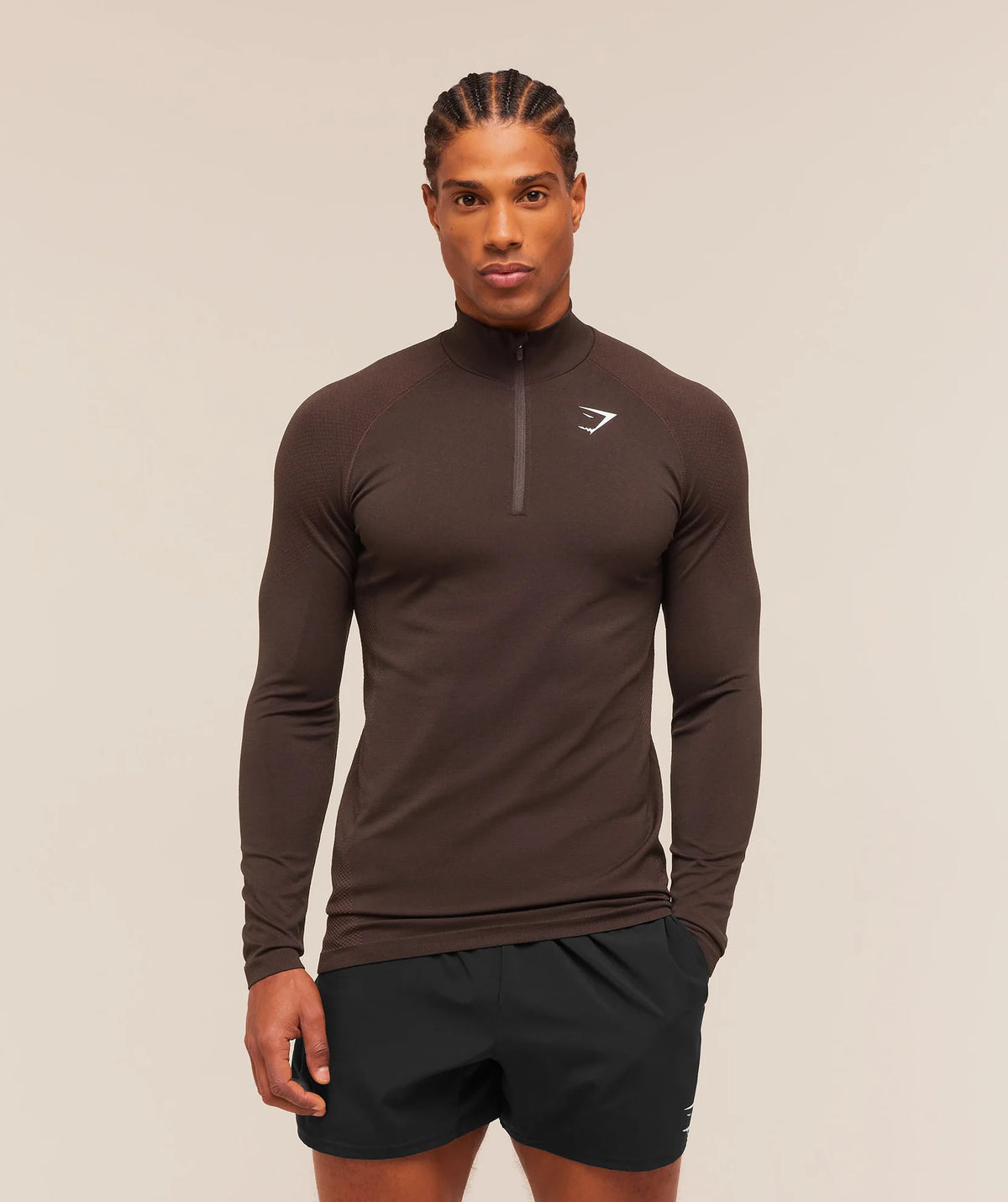 Vital Seamless 1/4 Zip - Walnut Brown/Espresso Brown