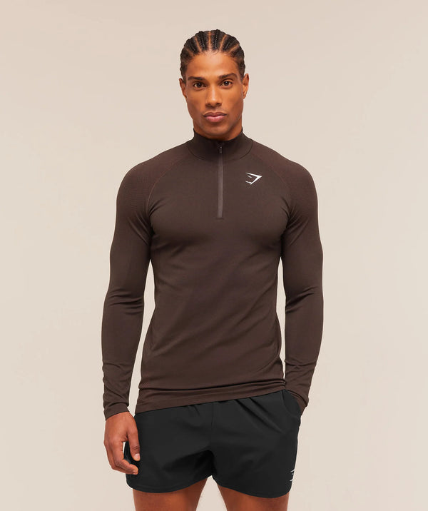 Vital Seamless 1/4 Zip - Walnut Brown/Espresso Brown