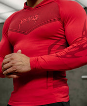 Warrior Compression Hoodies - Red Close-up