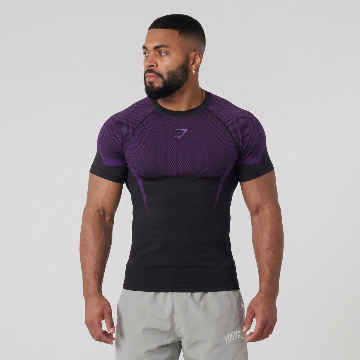 Gymshark Onyx 5.0 Seamless Muscle Fit T-shirt - Black/Athletic Purple