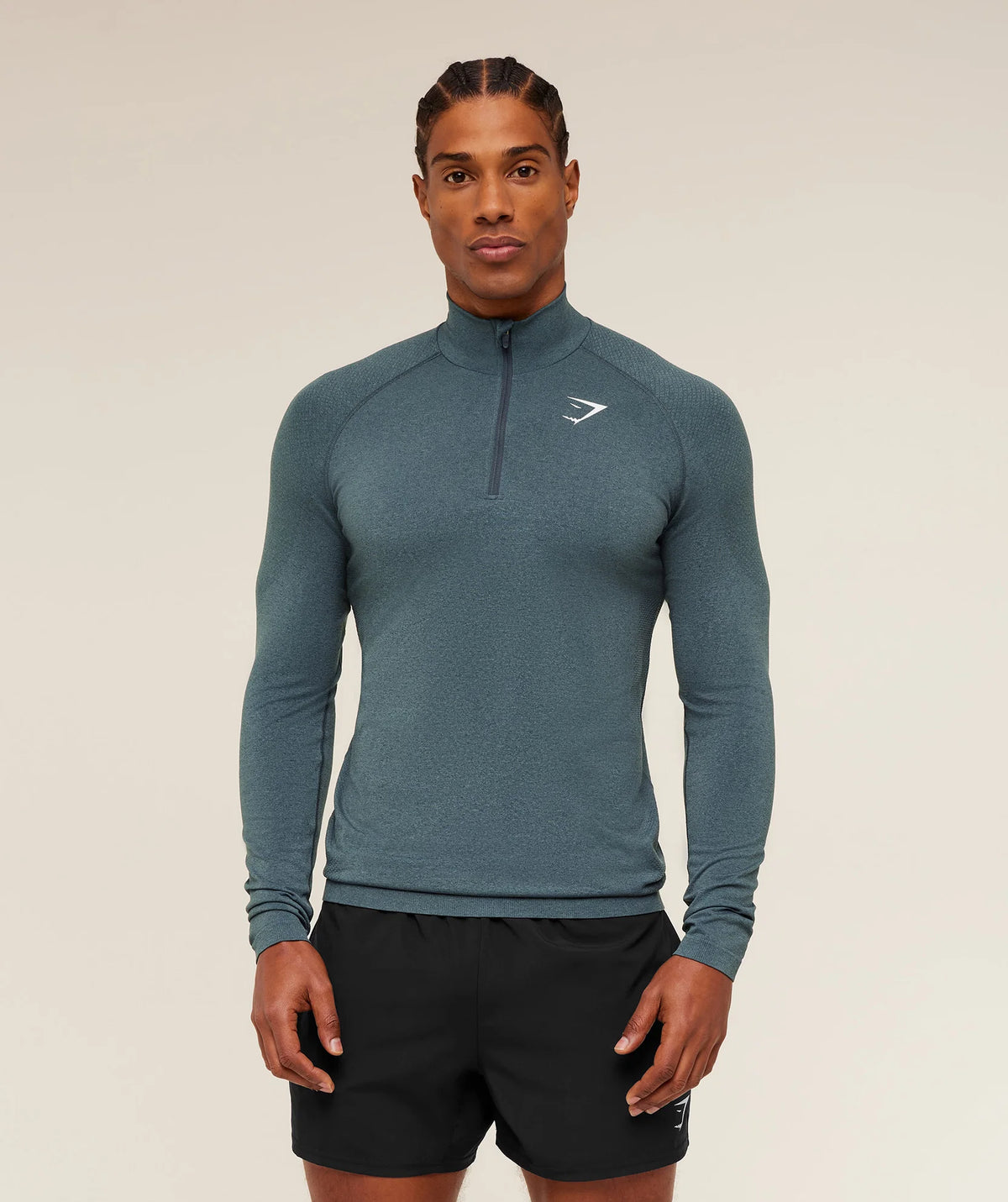 Vital Seamless 1/4 Zip - Iron Blue/Stealth Blue