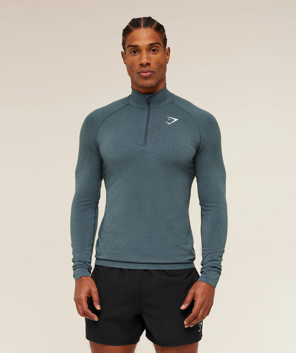 Vital Seamless 1/4 Zip - Iron Blue/Stealth Blue