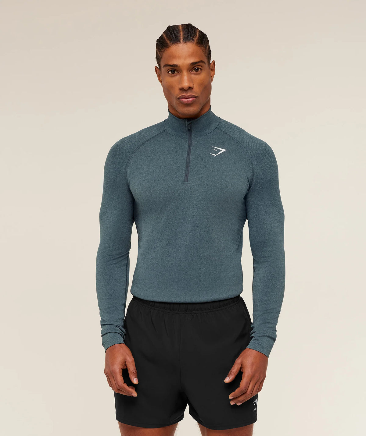 Vital Seamless 1/4 Zip - Iron Blue/Stealth Blue